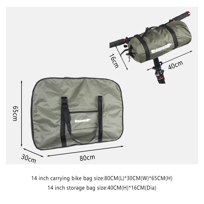 CamGo 20 Inch Folding Bike Bag - Wear-resistant Bicycle Travel Case Outdoors Bike Transport Bag for Cars Train Air Travel (Army Green, 20 inch) - Image 2